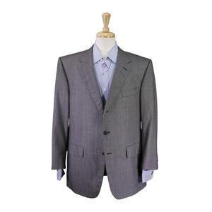 Hield Brothers England Black Gray Birdseye Wool Blazer Jacket 44S